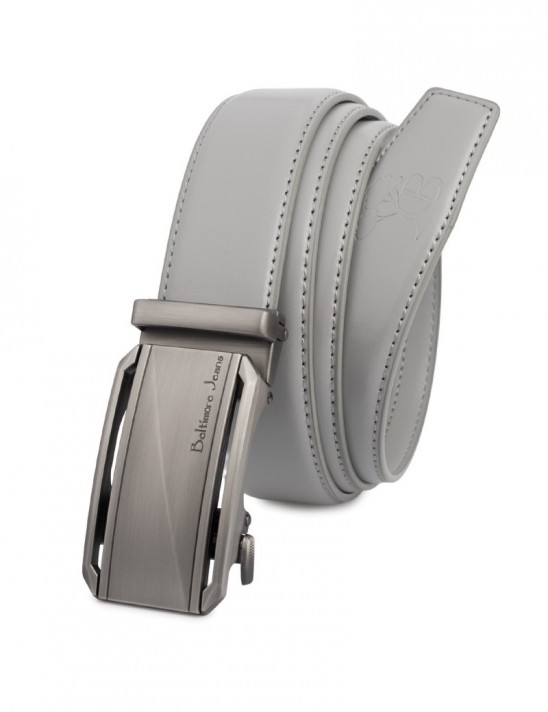 Pasek męski skórzany klamra automatyczna jasno szary Beltimore A51