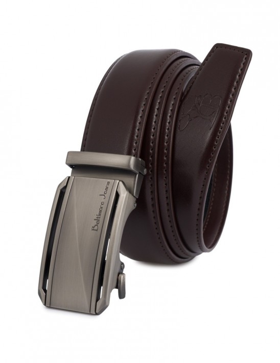 Pasek męski skórzany klamra automatyczna ciemno brązowy Beltimore A51