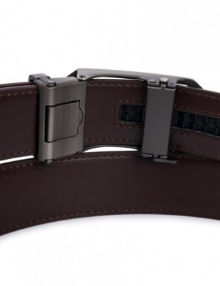 Pasek męski skórzany klamra automatyczna ciemno brązowy Beltimore A51 - zdjęcie 6