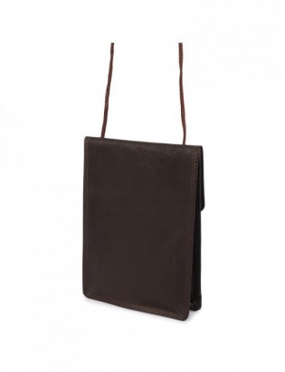 ETUI saszetka PASZPORTÓWKA na szyję dokumenty skórzana podróżna ciemny brąz Beltimore D78 - zdjęcie 4