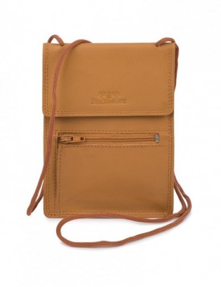 ETUI saszetka PASZPORTÓWKA na szyję dokumenty skórzana podróżna jasny brąz Beltimore D78 - zdjęcie 1