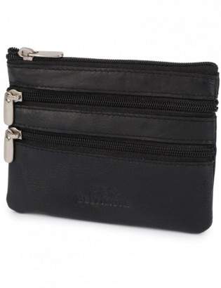 Skórzane etui na klucze trzy komory portmonetka kluczówka czarna Beltimore E45 - zdjęcie 1