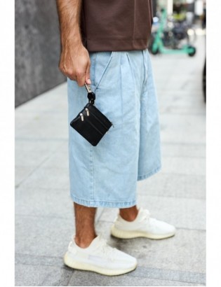 Skórzane etui na klucze trzy komory portmonetka kluczówka czarna Beltimore E45 - zdjęcie 4