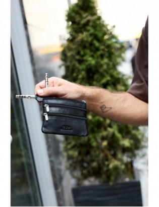 Skórzane etui na klucze trzy komory portmonetka kluczówka czarna Beltimore E45 - zdjęcie 5