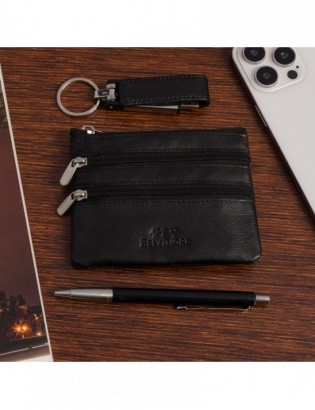 Skórzane etui na klucze trzy komory portmonetka kluczówka czarna Beltimore E45 - zdjęcie 7