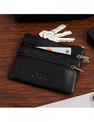 Skórzane etui na klucze trzy komory portmonetka kluczówka czarna Beltimore E45 - zdjęcie 8