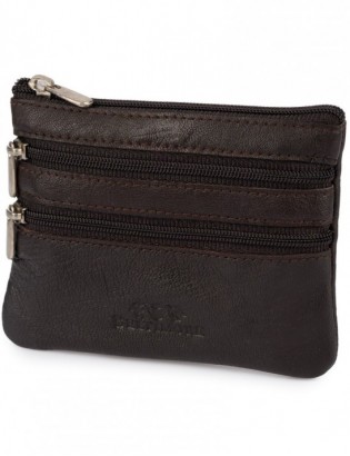 Skórzane etui na klucze trzy komory portmonetka kluczówka brązowa Beltimore E45 - zdjęcie 1