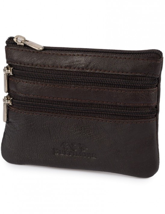 Skórzane etui na klucze trzy komory portmonetka kluczówka brązowa Beltimore E45