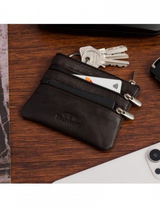 Skórzane etui na klucze trzy komory portmonetka kluczówka brązowa Beltimore E45 - zdjęcie 2