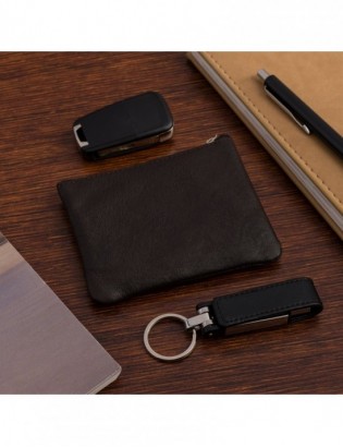 Skórzane etui na klucze trzy komory portmonetka kluczówka brązowa Beltimore E45 - zdjęcie 5