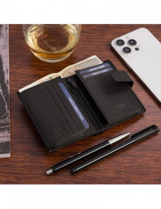 Portfel skórzany męski mały pionowy z flagą czarny RFiD Beltimore D53 - zdjęcie 3