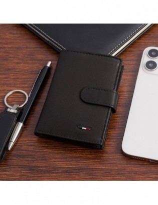 Portfel skórzany męski mały pionowy z flagą czarny RFiD Beltimore D53 - zdjęcie 5