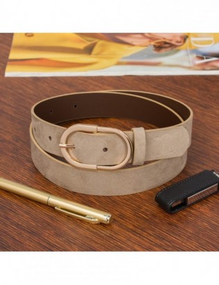 Skórzany pasek damski do spodni sukienki cielisty skóra nat. zamszowa 3 cm Beltimore E53 - zdjęcie 5