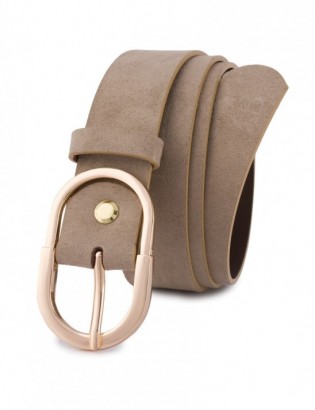 Skórzany pasek damski do spodni sukienki cielisty skóra nat. zamszowa 3 cm Beltimore E53 - zdjęcie 6