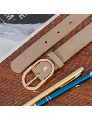 Skórzany pasek damski do spodni sukienki cielisty skóra nat. zamszowa 3 cm Beltimore E53 - zdjęcie 7