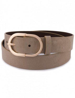 Skórzany pasek damski do spodni sukienki cielisty skóra nat. zamszowa 3 cm Beltimore E53 - zdjęcie 8