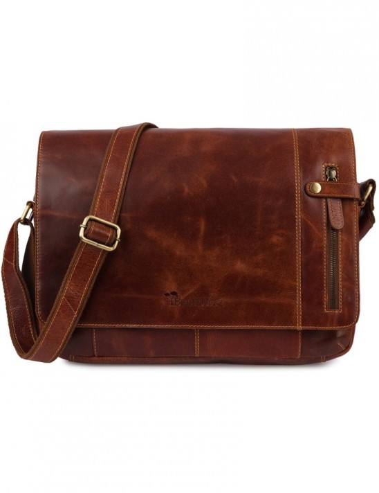 Torba męska na ramię skórzana duża A4 brązowa do pracy Beltimore N15