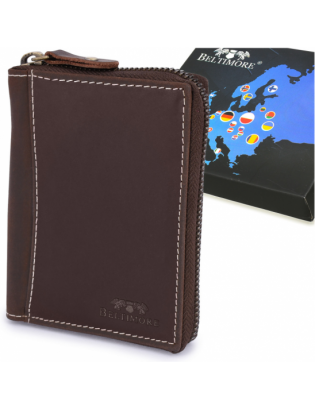 Ciemnobrązowy duży portfel skórzany męski skóra nubuk Beltimore vintage G71 - zdjęcie 1