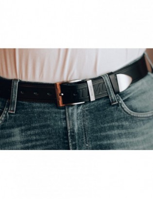Beltimore męski skórzany pasek szeroki jeans czarny 524 - zdjęcie 3