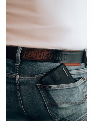 Beltimore męski skórzany pasek szeroki jeans czarny 524 - zdjęcie 5