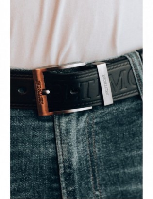 Beltimore męski skórzany pasek szeroki jeans czarny 524 - zdjęcie 6