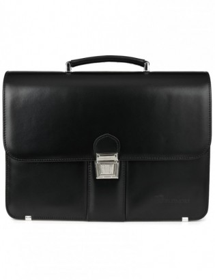 Czarna męska aktówka Beltimore teczka elegancka solidna skórzana J17 - zdjęcie 8