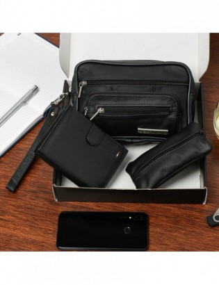 Zestaw męski skórzany premium Beltimore portfel saszetka etui P68 - zdjęcie 6