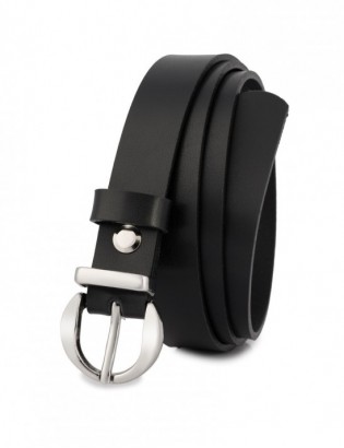 Skórzany pasek damski do spodni sukienki czarna skóra nat 1,8 cm Beltimore O20 - zdjęcie 3