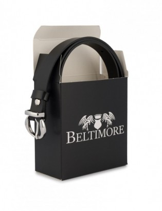 Skórzany pasek damski do spodni sukienki czarna skóra nat 1,8 cm Beltimore O20 - zdjęcie 4