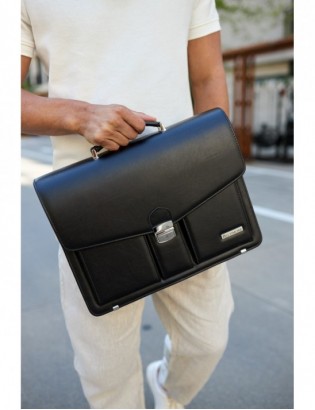 Czarna męska aktówka Beltimore teczka elegancka pojemna W37 - zdjęcie 2