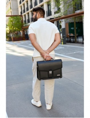 Czarna męska aktówka Beltimore teczka elegancka pojemna W37 - zdjęcie 3