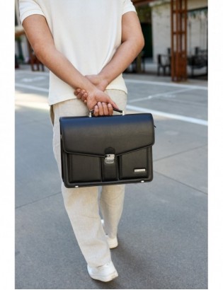 Czarna męska aktówka Beltimore teczka elegancka pojemna W37 - zdjęcie 4