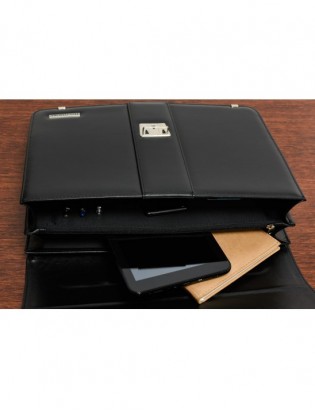 Czarna męska aktówka Beltimore teczka elegancka pojemna W37 - zdjęcie 9