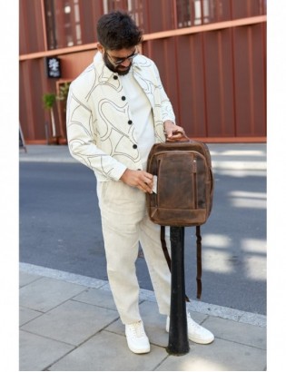 Plecak skórzany na laptopa 15,6 biznesowy duży A4 pojemny brązowy premium Beltimore N09 - zdjęcie 2