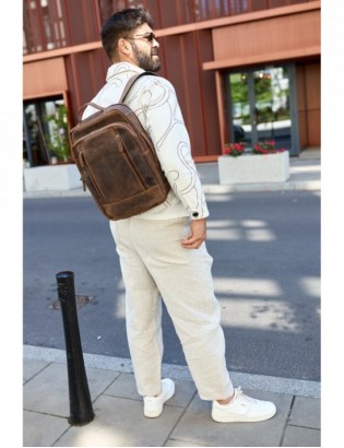 Plecak skórzany na laptopa 15,6 biznesowy duży A4 pojemny brązowy premium Beltimore N09 - zdjęcie 4