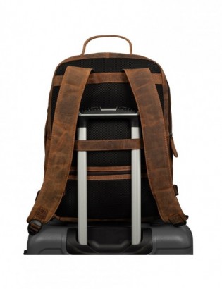 Plecak skórzany na laptopa 15,6 biznesowy duży A4 pojemny brązowy premium Beltimore N09 - zdjęcie 9