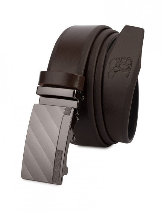 Skórzany męski pasek automatyczny premium skóra licowa czekoladowy Beltimore A19