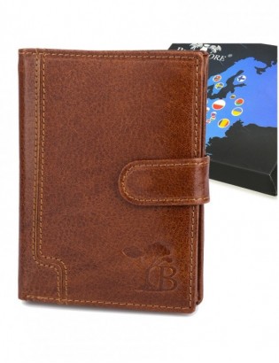 Portfel skórzany męski pionowy klasyczny brązowy RFiD Beltimore D41 - zdjęcie 1