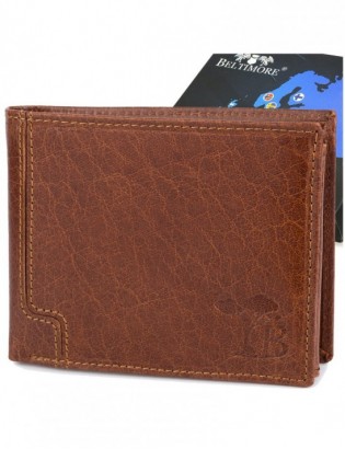 Portfel skórzany męski poziomy klasyczny brązowy RFiD Beltimore D40 - zdjęcie 1