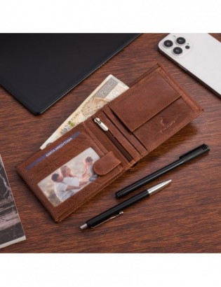 Portfel skórzany męski poziomy klasyczny brązowy RFiD Beltimore D40 - zdjęcie 2