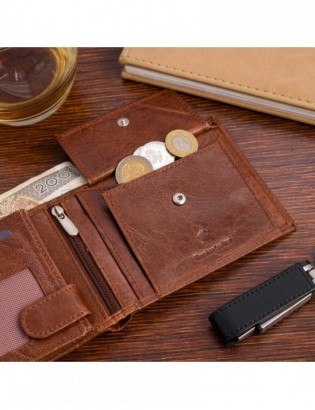 Portfel skórzany męski poziomy klasyczny brązowy RFiD Beltimore D40 - zdjęcie 5