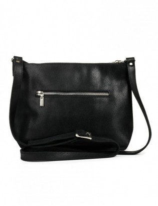 Beltimore Torebka Skórzana 2komorowa Klapa Pasek czarna N14 - zdjęcie 3