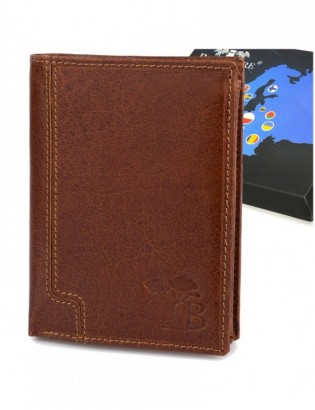 Portfel skórzany męski pionowy klasyczny brązowy RFiD Beltimore D42 - zdjęcie 1