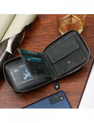 Zestaw prezentowy męski skórzany pasek portfel czarny pudełko Beltimore T79 - zdjęcie 10