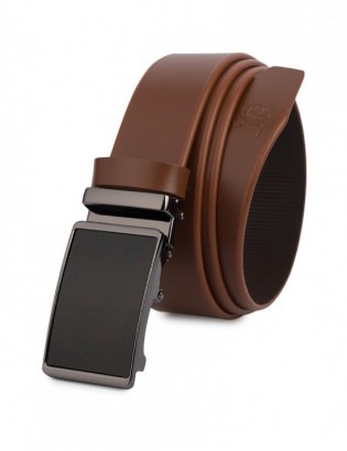 Pasek męski skórzany klamra automat koniakowy Beltimore A22