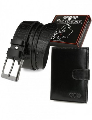Zestaw męski skórzany premium Beltimore portfel pasek U17 - zdjęcie 1