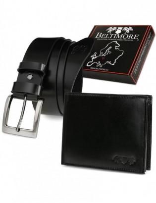 Zestaw męski skórzany premium Beltimore portfel pasek klasyczny U32 - zdjęcie 1