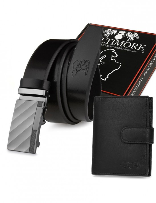 Zestaw męski skórzany portfel pasek duży Beltimore U88