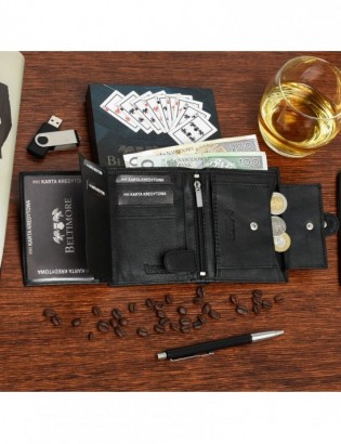 Zestaw męski skórzany portfel pasek duży Beltimore U88 - zdjęcie 6