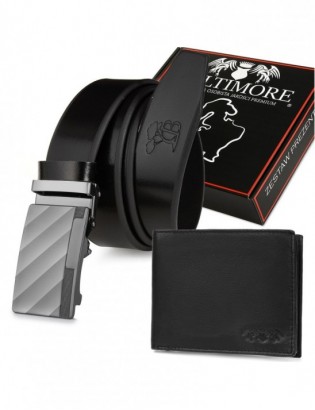 Zestaw męski skórzany portfel pasek duży Beltimore U89 - zdjęcie 1